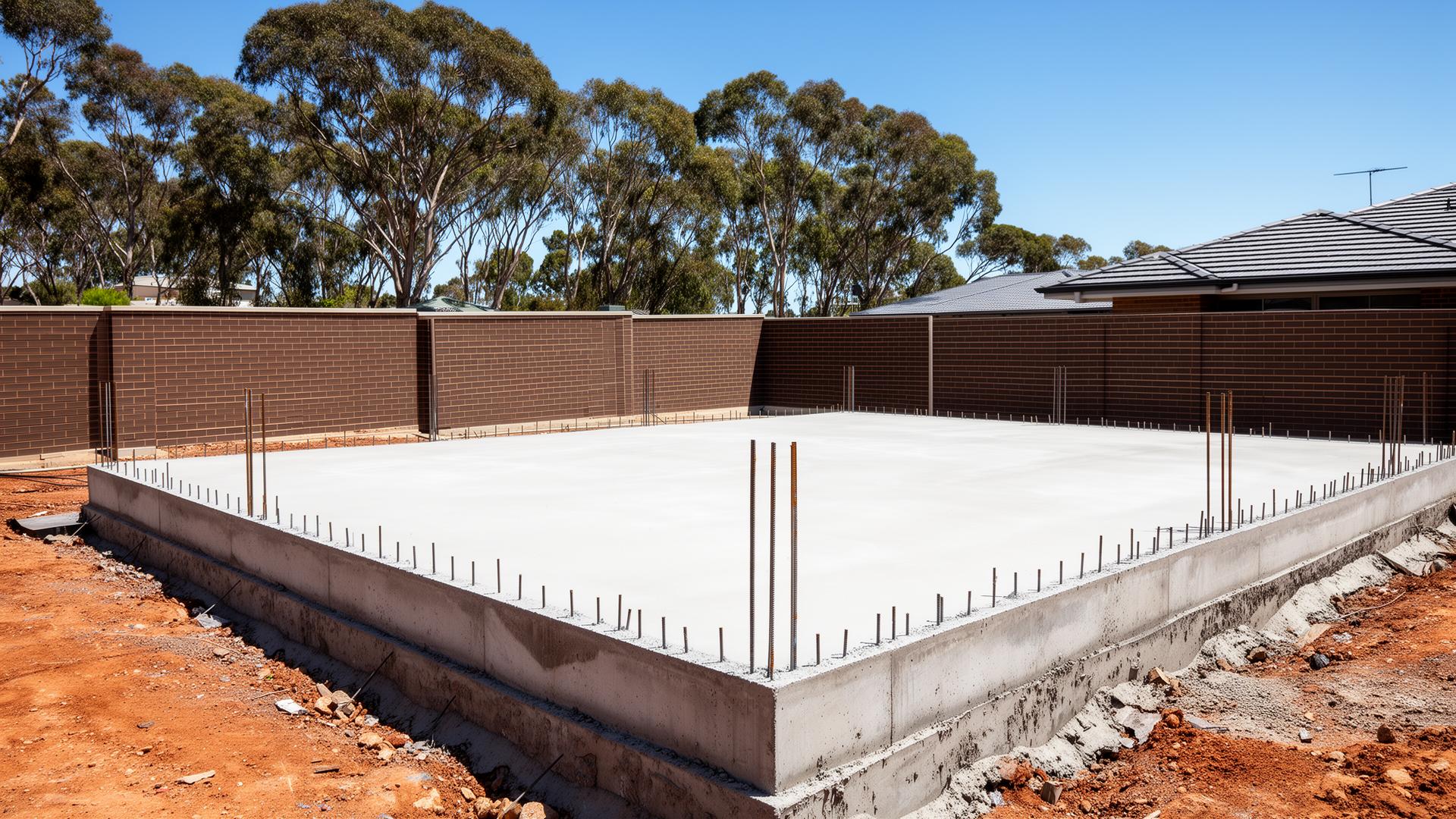 Freshly poured residential house slab with formwork in a Perth WA suburb